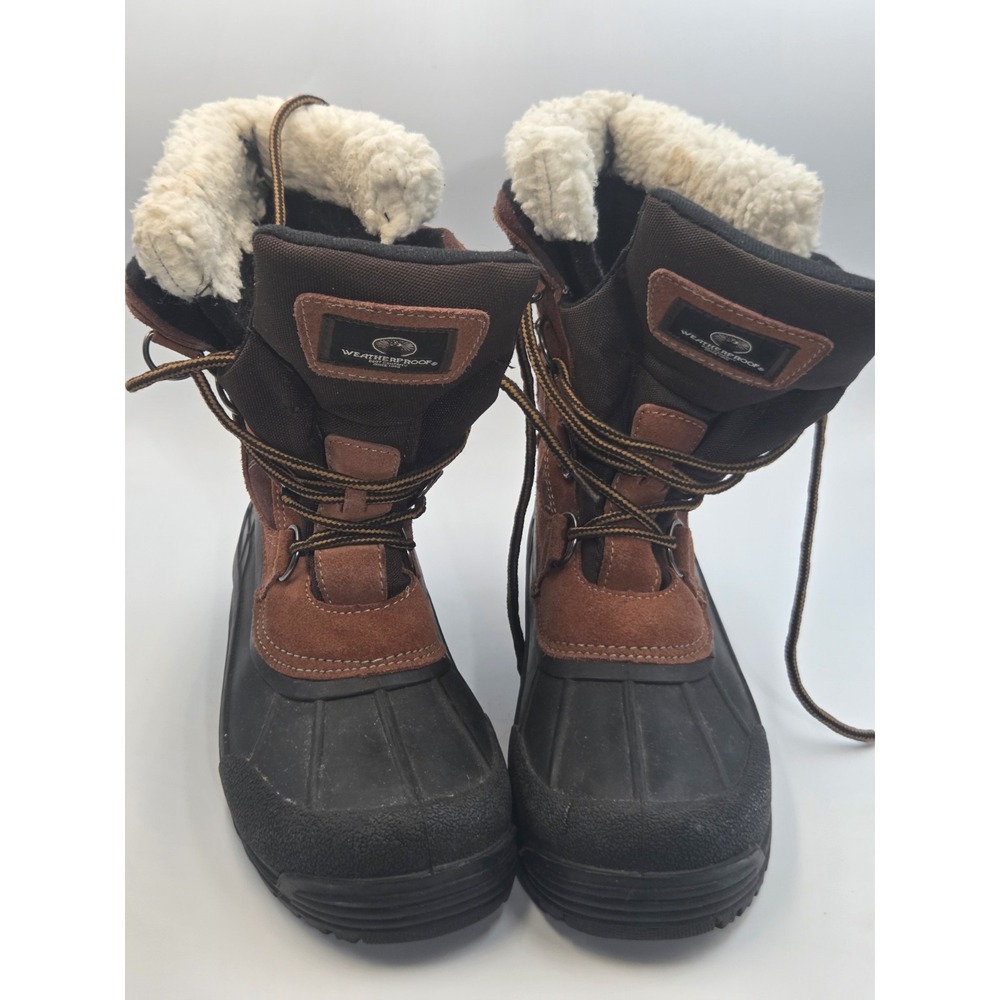 Weatherproof Men's Duck Boots Thinsulate Lined Lace Up Brown/Black US 10M